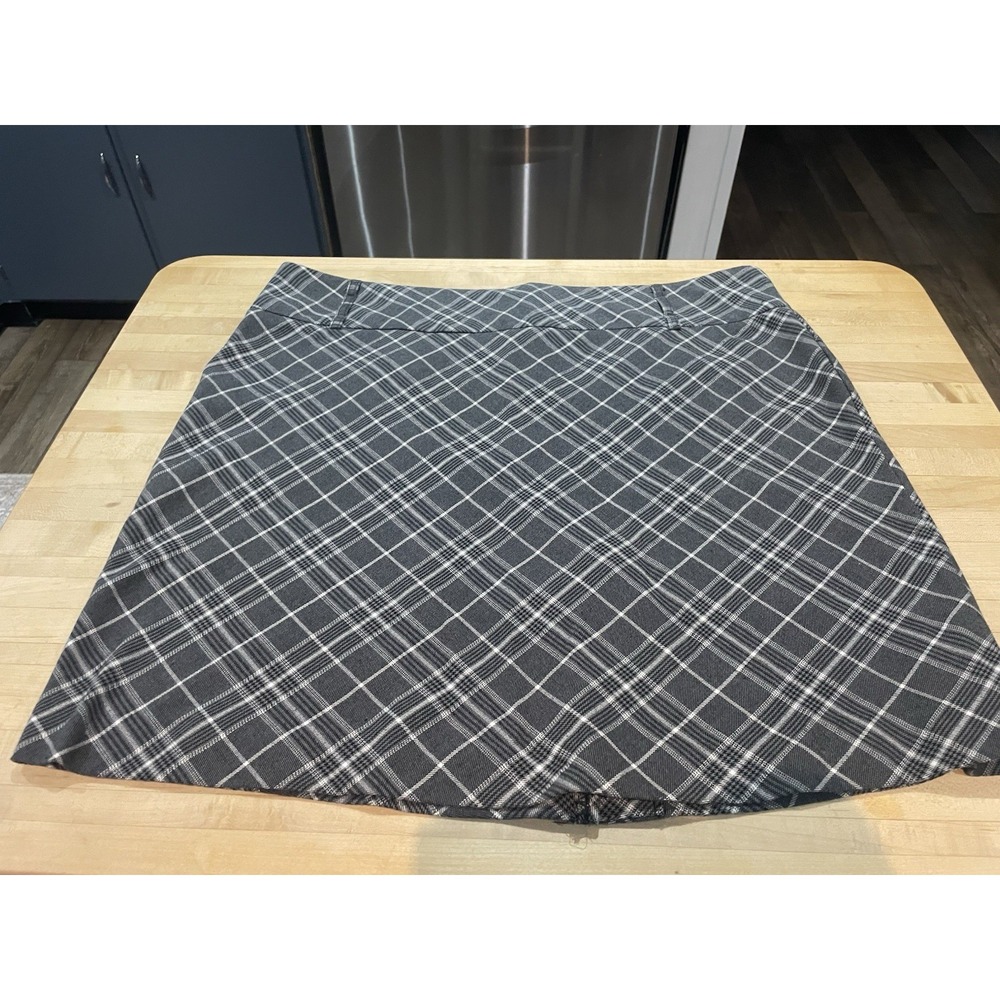 Black White Gray Plaid Schoolgirl Skirt Zip-Up Straight Knee High Mini 13/14 Y2K
